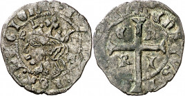 Enrique II (1369-1379). Cuenca. Cruzado. (Imperatrix E2:11.74, mismo ejemplar) (AB. falta). Ceca perfecta. Rara. 1,78 g. MBC-.