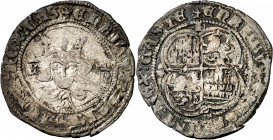 Enrique II (1369-1379). Sevilla. Real de vellón de busto. (Imperatrix E2:15.42, mismo ejemplar) (AB. 438.4 var) (V.Q. 5777, mismo ejemplar). Rayitas. ...