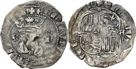 Enrique II (1369-1379). Salamanca. Real de vellón de busto. (Imperatrix E2:15.43, mismo ejemplar) (AB. 441 var). Leyendas parcialmente visibles. Velló...