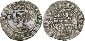 Enrique II (1369-1379). Segovia. Real de vellón de busto. (Imperatrix E2:15.51, mismo ejemplar) (AB. 442.2 var). Escasa. 2,46 g. MBC-.