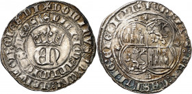 Enrique II (1369-1379). Burgos. Real. (Imperatrix E2:22.5) (AB. 401 var). La S de CASTELLE rectificada sobre una T. Bella. Preciosa pátina. Rara así. ...