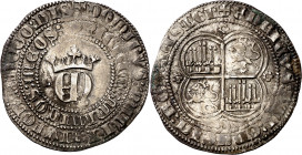 Enrique II (1369-1379). Sevilla. Real. (Imperatrix E2:22.33, mismo ejemplar) (AB. falta). 3,47 g. MBC/MBC+.