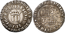 Enrique II (1369-1379). Sevilla. Real. (Imperatrix E2:22.36, mismo ejemplar) (AB. 406). Bonita pátina. 3,49 g. MBC+/EBC-.