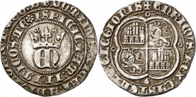 Enrique II (1369-1379). Coruña. Real. (Imperatrix E2:22.62, mismo ejemplar) (AB. 404 var). Muy escasa. 3,45 g. MBC/MBC+.