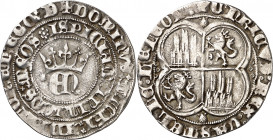 Enrique II (1369-1379). Coruña. Real. (Imperatrix E2:22.78) (AB. falta). Rarísima. 3,12 g. MBC.