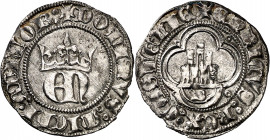 Enrique II (1369-1379). Burgos. Medio real. (Imperatrix E2:23.1, mismo ejemplar) (AB. 408 var). Bella. Ex Colección Berceo, Áureo 15/12/1998, nº 509. ...
