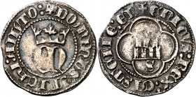 Enrique II (1369-1379). Sevilla. Medio real. (Imperatrix E2:23.19, mismo ejemplar) (AB. 410 var). Sin roeles en los ángulos. Ex Áureo & Calicó 11/12/2...