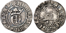 Enrique II (1369-1379). Coruña. Medio real. (Imperatrix E2:23.31, mismo ejemplar) (AB. falta) (Bautista 562.2, mismo ejemplar). Sin roeles en los ángu...