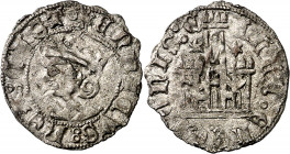 Enrique II (1369-1379). Sin marca de ceca (Burgos). Cornado. (Imperatrix E2:25.4, mismo ejemplar) (AB. 485.1 var). Vellón rico. Rara. 0,84 g. MBC+.