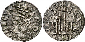 Enrique II (1369-1379). Burgos. Cornado. (Imperatrix E2:27.2, mismo ejemplar) (AB. falta). Bonita pátina. Escasa. 0,70 g. MBC+.