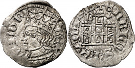 Enrique II (1369-1379). Burgos. Cornado. (Imperatrix E2:27.6, mismo ejemplar) (AB. falta). Vellón rico. Bella. Escasa así. 0,70 g. EBC.