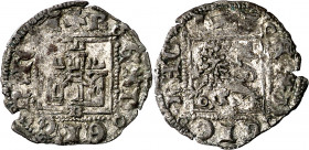 Enrique II (1369-1379). Burgos. Novén. (Imperatrix E2:31.8, mismo ejemplar) (AB. falta). Sin el nombre del rey. Rara. 0,68 g. MBC.