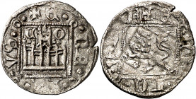 Enrique II (1369-1379). Córdoba. Novén. (Imperatrix E2:31.32, mismo ejemplar) (AB. 495 var). Pequeña perforación. Vellón rico. 0,63 g. MBC+.