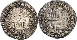 Juan I (1379-1390). Burgos. Real. (Imperatrix J1:1.6) (AB. 537). DOMINVS rectificado sobre IOhANIS. Ex HSA 26953. 3,47 g. MBC.