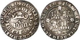 Juan I (1379-1390). Sevilla. Real. (Imperatrix J1:1.18, mismo ejemplar) (AB. 539). Roel en el florón derecho de la corona. Escasa. 3,49 g. EBC-.