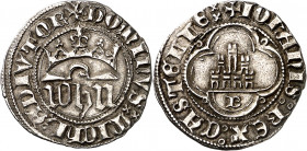 Juan I (1379-1390). Burgos. Medio real. (Imperatrix J1:2.1, mismo ejemplar) (AB. 540). Atractiva. Escasa. 1,71 g. MBC+.