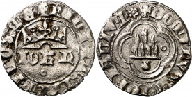 Juan I (1379-1390). Coruña. Medio real. (Imperatrix J1:2.16, mismo ejemplar) (AB. 541) (NM. 199, mismo ejemplar) (Bautista 803, mismo ejemplar). El an...