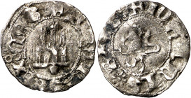 Juan I (1379-1390). Coruña. Sexto de real. (Imperatrix J1:4.14, mismo ejemplar) (AB. 623 var, como Juan II). Gráfilas circulares. Ligeramente alabeada...