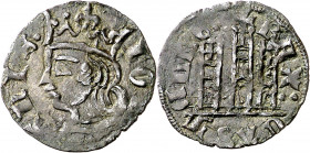 Juan I (1379-1390). Sin marca de ceca (¿Toledo?). Cornado. (Imperatrix J1:7.41, mismo ejemplar) (AB. falta). Escasa. 0,87 g. MBC.
