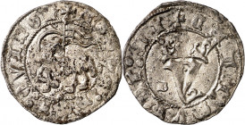 Juan I (1379-1390). Burgos. Blanca del Agnus Dei. (Imperatrix J1:9.12 (50), mismo ejemplar) (AB. falta). Leves manchitas. Vellón rico. Rara. 1,42 g. M...