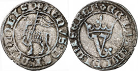 Juan I (1379-1390). Sevilla. Blanca del Agnus Dei. (Imperatrix J1:9.29, mismo ejemplar) (AB. 555.2). Ligera doblez. 1,42 g. MBC+.