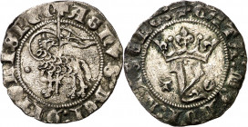 Juan I (1379-1390). Toledo. Blanca del Agnus Dei. (Imperatrix J1:9.48, mismo ejemplar) (AB. 557.2 var). Sombras. Atractiva. 1,55 g. MBC+.