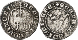 Juan I (1379-1390). Sevilla. Media blanca del Agnus Dei. (Imperatrix J1:10.7, mismo ejemplar) (AB. falta). Rara. 0,70 g. MBC-.