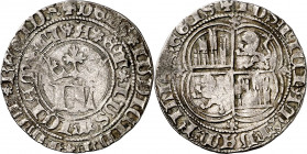 Juan de Lancaster, Pretendiente (1379-1387). Sin marca de ceca (Oporto o Coruña). Real. (Imperatrix JL:1.4, mismo ejemplar) (AB. 531). Atractiva. Part...