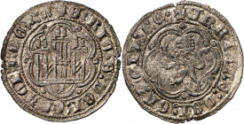 Enrique III (1390-1406). Toledo. Blanca. (Imperatrix E3:1.20, mismo ejemplar) (AB. 603). Roeles en los ángulos. A góticas. Vellón rico. Bella. Escasa ...