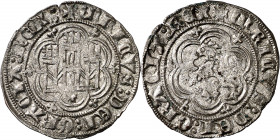 Enrique III (1390-1406). Toledo. Blanca. (Imperatrix E3:1.21, mismo ejemplar) (AB. 603). Aspas en los ángulos. A latinas. Vellón rico. Escasa así. 2,2...