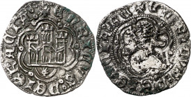 Enrique III (1390-1406). Coruña. Blanca. (Imperatrix E3:1.40 (50), mismo ejemplar) (AB. 599.3 var). Vellón rico. Muy rara y más así. 2,19 g. EBC.