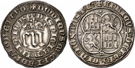 Enrique III (1390-1406). Sevilla. Real. (Imperatrix E3:5.19, mismo ejemplar) (AB. 585). Las últimas letras de DOMINVS rectificadas sobre otras. Ex Col...