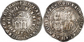 Enrique III (1390-1406). Toledo. Real. (Imperatrix E3:5.35, mismo ejemplar) (AB. falta) (Bautista 761.2, mismo ejemplar). La S de CASTELLE rectificada...