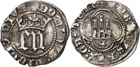 Enrique III (1390-1406). Sevilla. Medio real. (Imperatrix E3:6.7, mismo ejemplar) (AB. 588). Pátina. Ex Colección Guiomar, Áureo 16/12/1997, nº 288. E...