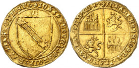 Juan II (1406-1454). Burgos. Dobla de la banda. (Imperatrix J2:7.8, mismo ejemplar) (M.R. 16.1 var) (AB. 615 var). Banda estrecha. Bella. 4,68 g. EBC.