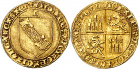 Juan II (1406-1454). Burgos. Dobla de la banda. (Imperatrix J2:7.13 (50), mismo ejemplar) (M.R. 16.2) (AB. 615 var). Banda ancha. Bella. 4,67 g. EBC.