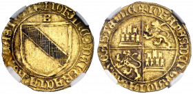 Juan II (1406-1454). Burgos. Dobla de la banda. (Imperatrix J2:7.18) (M.R. 16.4 var) (AB. 615.1 var). En cápsula de la NGC como XF45, nº 2798891-003. ...