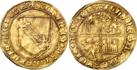 Juan II (1406-1454). Sevilla. Dobla de la banda. (Imperatrix J2:7.44) (M.R. 16.7 var) (AB. 617.2 var). Leones sin corona. Flan grande. 4,58 g. EBC-.