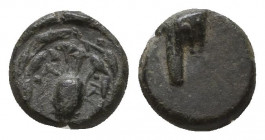 Greek
Islands of Ionia, Samos, c. 394-365 BC. Æ

Weight: 0,5 gr
Diameter: 7,7 mm