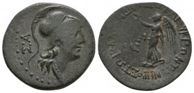 Greek
Cilicia, Seleukeia ad Calycadnum Æ22. Pseudo-autonomous issue, mid-1st century BC.

Weight: 5,9 gr
Diameter: 23,9 mm