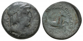 Greek
Cilicia, Seleukeia ad Calycadnum Æ. 2nd-1st century BC.

Weight: 4,4 gr
Diameter: 17,8 mm
