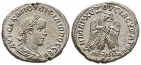 Roman Provincial
Philip II AR Tetradrachm. Antioch, AD 249.

Weight: 11,6 gr
Diameter: 26,2 mm