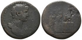 Roman Imperial
Hadrian. A.D. 117-138. Æ sestertius. Rome mint, A.D. 134-138.

Weight: 24,7 gr
Diameter: 32,9 mm