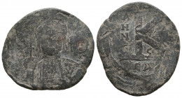 Byzantine
Justinian I. AD 527-565. Carthage AE Half Follis.

Weight: 17,6 gr
Diameter: 32,5 mm