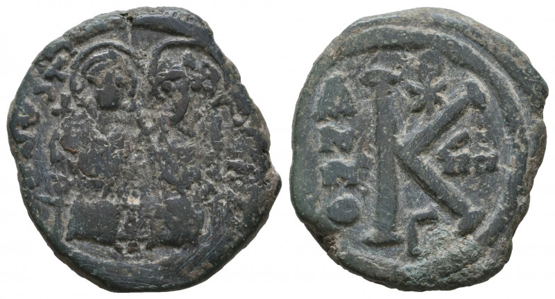 JUSTIN II, with SOPHIA (565-578). Half Follis. 

Weight: 4,8 gr
Diameter: 22 ...