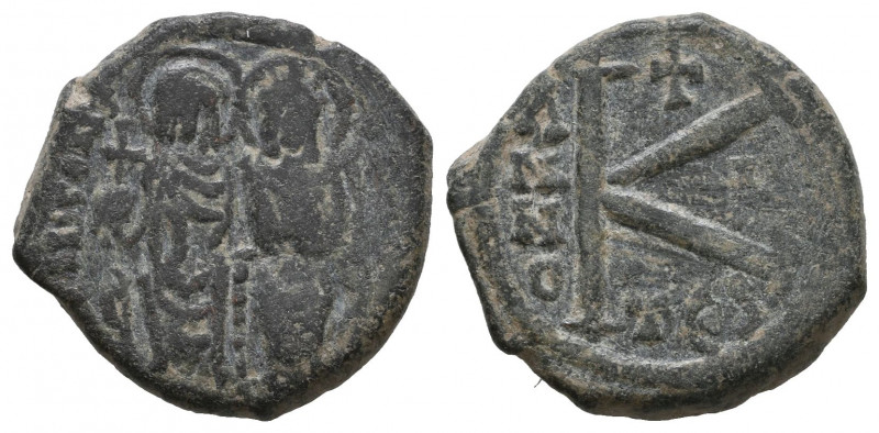 JUSTIN II, with SOPHIA (565-578). Half Follis. Thessalonica mint.

Weight: 14,...