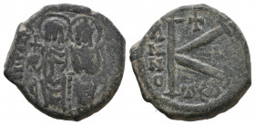 JUSTIN II, with SOPHIA (565-578). Half Follis. Thessalonica mint.

Weight: 14,7 gr
Diameter: 36 mm