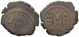 MAURICE TIBERIUS. 582-602 AD. Æ Follis, Constantinople.

Weight: 4,8 gr
Diameter: 22,4 mm