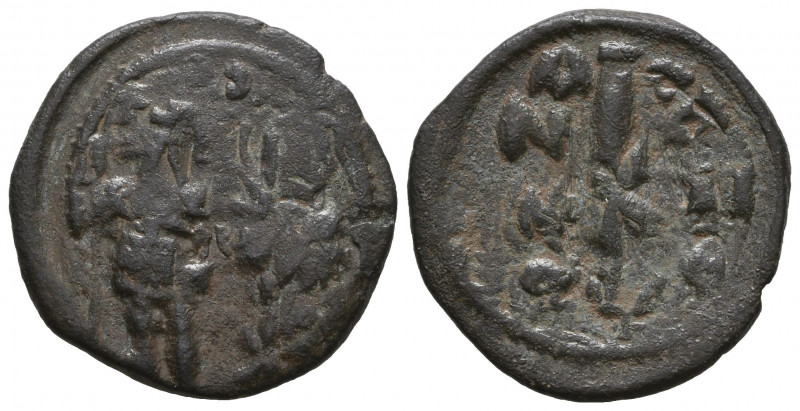 Heraclius, with Heraclius Constantine. 610-641. Æ Half Follis. DOC II 301b; E-C ...