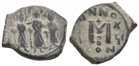 HERACLIUS, with HERACLIUS CONSTANTINE and MARTINA. 610-641 AD. Constantinople Æ Follis.

Weight: 4,5 gr
Diameter: 32,8 mm